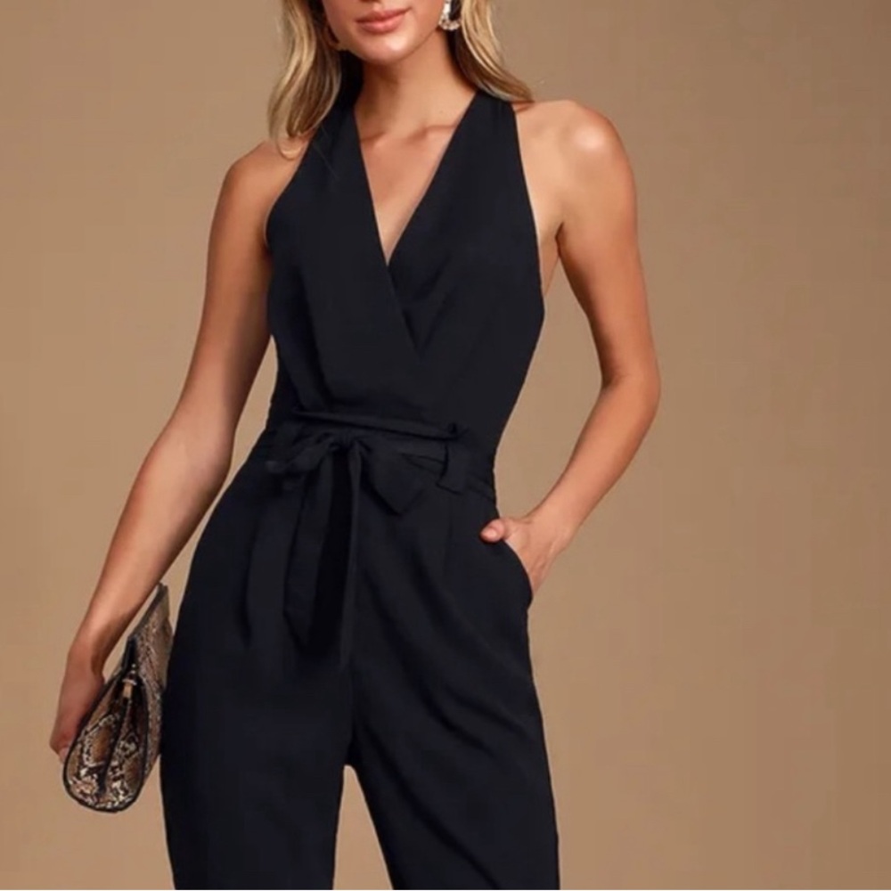 Lulus In the City Black Surplice Sleeveless
Jumpsuit Small